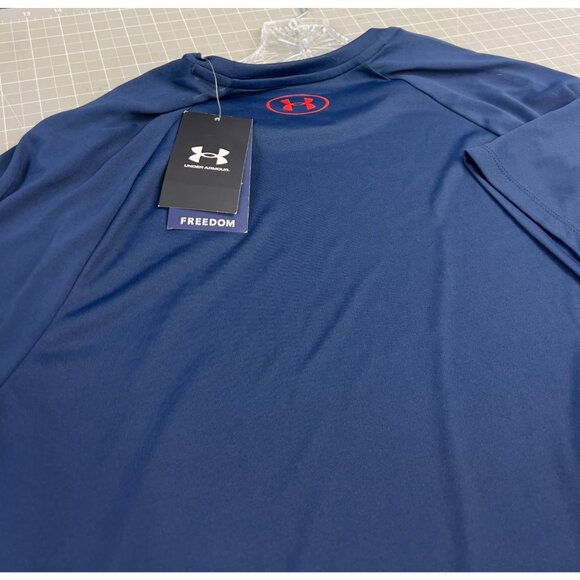 Under Armour Men’s Freedom Tech Navy Short Sleeve T-Shirt M New - Picture 8 of 8